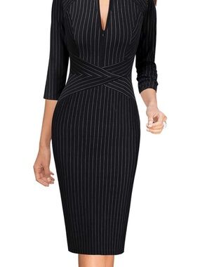 VFSHOW Womens Slim Zipper Up Bodycon Pencil Sheath Dress